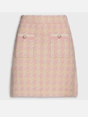 The Sandro Pink Louisa Houndstooth Jacquard-Knit Cotton Mini Skirt